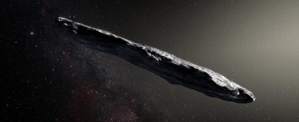 Artist’s impression of the interstellar asteroid `Oumuamua